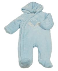 Světlemodrá plyšová zateplená kombinéza s kapucí Mothercare