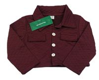 Nové - vínová prošívaná lehká crop bunda shein