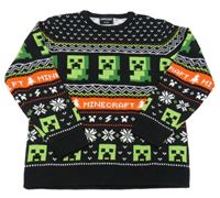 Černo-zelený vzorovaný svetr s Minecraft 