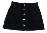 Tmavomodrá sametová propínací sukně Matalan