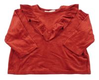 Červené sametové triko s volánkem H&M