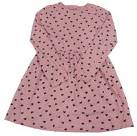 Růžové bavlněné šaty se srdíčky 