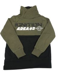 Khaki-černá mikina s nápisem a komínovým límcem Chapter young