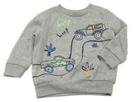 Šedá melírovaná mikina s auty F&F