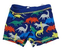 Tmavomodré nohavičkové plavky s barevnými dinosaury 