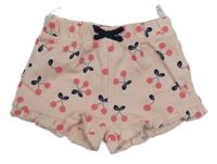 Růžové kraťasy s třešněmi C&A