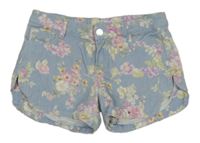 Světlemodro-lila květované riflové kraťasy Mayoral