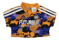 Nové - oranžovo-fialové army sportovní crop tričko s nápisem a límečkem Next