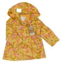 Nové - žluto-růžová vzorovaná šusťáková jarní bunda s kapucí Next