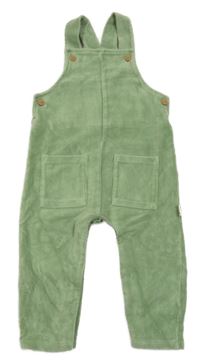 Zelené sametové žebrované laclové kalhoty 