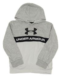 Šedo-bílá mikina s logem a kapucí Under Armour