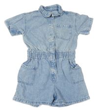 Světlemodrý riflový kraťasový overal s límečkem Denim Co.
