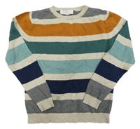 Zeleno-béžovo-hnědý pruhovaný lehký svetr H&M