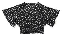 Černo-bílé vzorované lehké crop tričko 