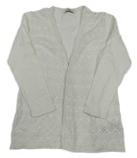 Bílý lehký pletený perforovaný cardigan M&S