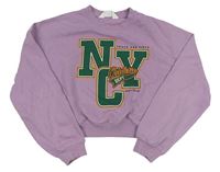 Fialová crop mikina s nápisy H&M