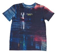 Tmavomodro-růžové vzorované tričko s nápisem zn. Primark