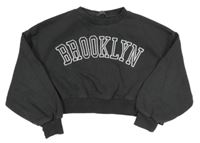 Antracitová crop mikina s nápisem Primark