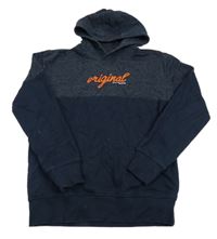 Tmavomodrá melírovaná mikina s nápisem a kapucí Yigga