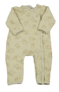 Béžový žebrovaný overal s ovečkami Ergee