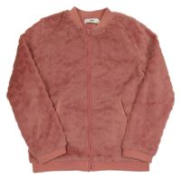 Růžová kožešinová podšitá propínací mikina C&A