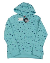 Nové - Světlemodrá mikina s mušlemi a kapucí 