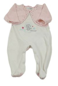 Bílo-růžový sametový overal s kočičkou Ergee