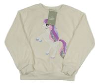 Nové - Bílá plyšová mikina s jednorožcem H&M