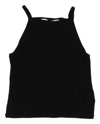 Černý žebrovaný úpletový crop top H&M