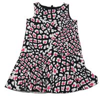 Černo-bílo-růžové šaty s leopardím vzorem 