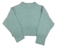 Mintový vlněný crop svetr Primark