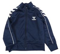 Tmavomodro-bílá propínací sportovní mikina Hummel