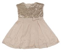 Světlerůžové šaty s flitry a mašlí 