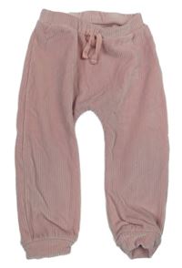 Růžové plyšové žebrované tepláky Nutmeg