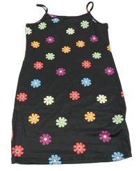 Černo-barevné květované šaty Shein