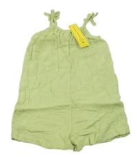 Nové - Světlezelený kraťasový mušelínový overal Shein