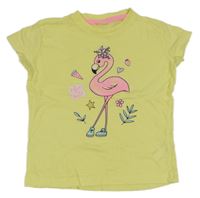 Žluté tričko s plameňákem ZEEMAN 