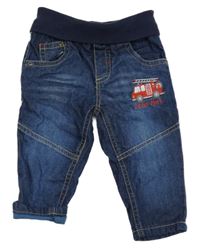 Tmavomodré podšité rifle s hasiči 