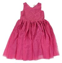 Fuchsiové tylové šaty s flitry H&M