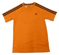 Oranžovo-černé sportovní tričko s logem Adidas