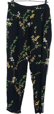 Dámské černé květované volné kalhoty Dorothy Perkins