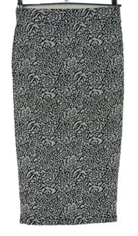 Dámská černo-bílá vzorovaná pouzdrová sukně F&F