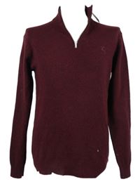 Nové - Pánský karmínový vlněný svetr s límečkem F&F