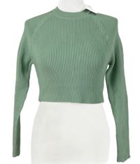 Nové - Dámský světlezelený žebrovaný crop svetr Re_styld