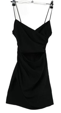 Dámské černé řasené společenské šaty s průstřihem Zara 