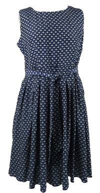 Dámské tmavomodré vzorované šaty s páskem Eye Candy 