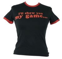 Dámské černo-červené crop tričko s nápisem Adidas 