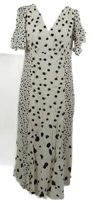 Nové - Dámské smetanovo-černé puntíkované midi šaty Monsoon 