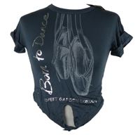 Nové - Dámské tmavošedé crop tričko s baletními piškoty a uzlem Miss Ellie