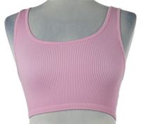 Dámský světlerůžový žebrovaný elastický crop top Primark 